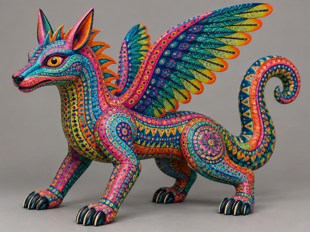Artwork in the style of Alebrijes