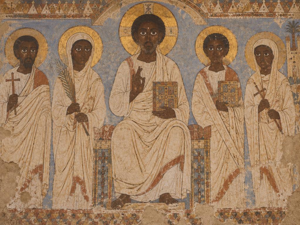 Artwork in the style of Faras Nubian Murals