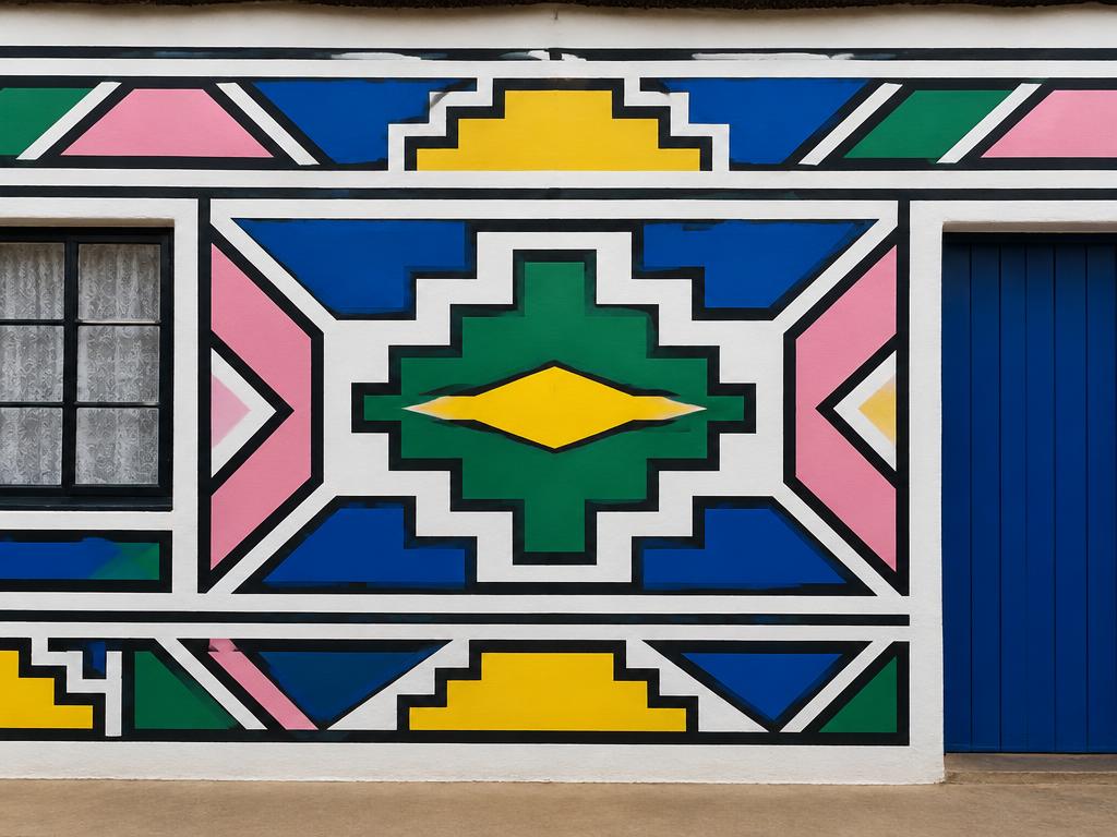Artwork in the style of Ndebele Geometric Painting